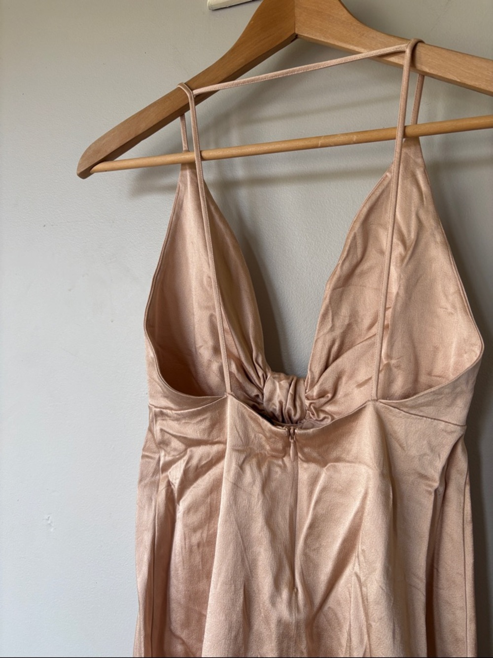 Zara Blush Pink Satin Slip Dress with Tie Front - Picture 6 of 8